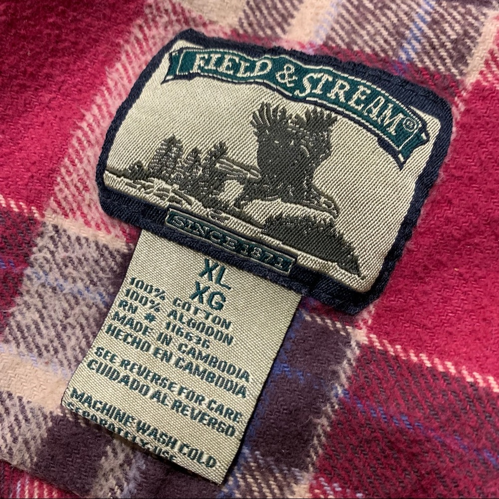 Field And Stream Red Flannel Button Down Top Xl - image 2